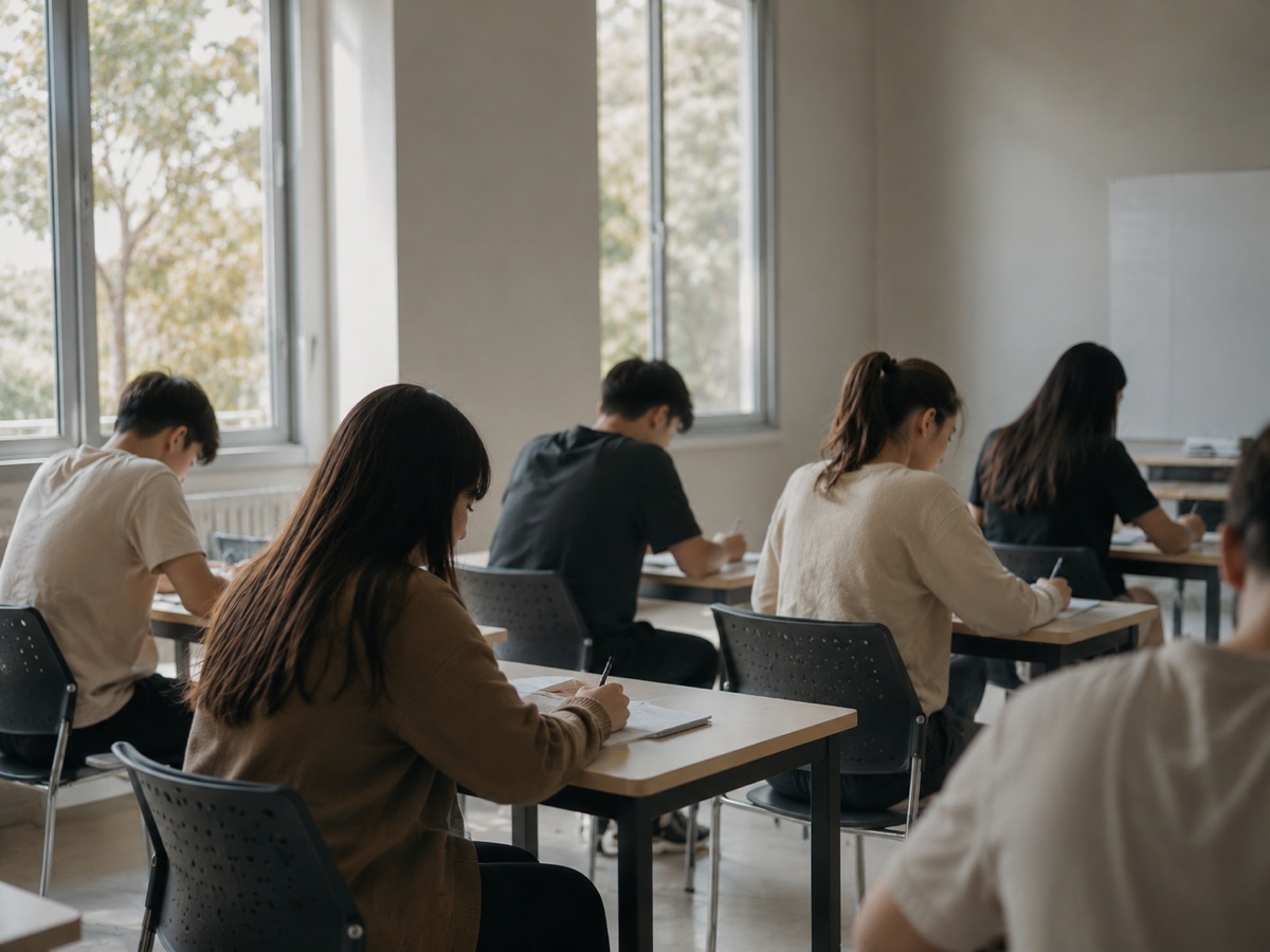 Students working in a classroom